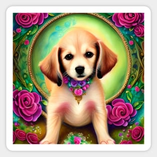 Cute Little Puppy Portrait Sticker